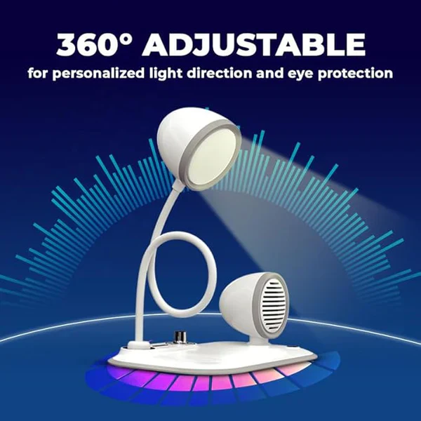 Zylo: 3-in-1 Desk Lamp with 15W Wireless Charger, 10W Bluetooth Speaker & Adjustable tactile Brightness Knob - Image 5