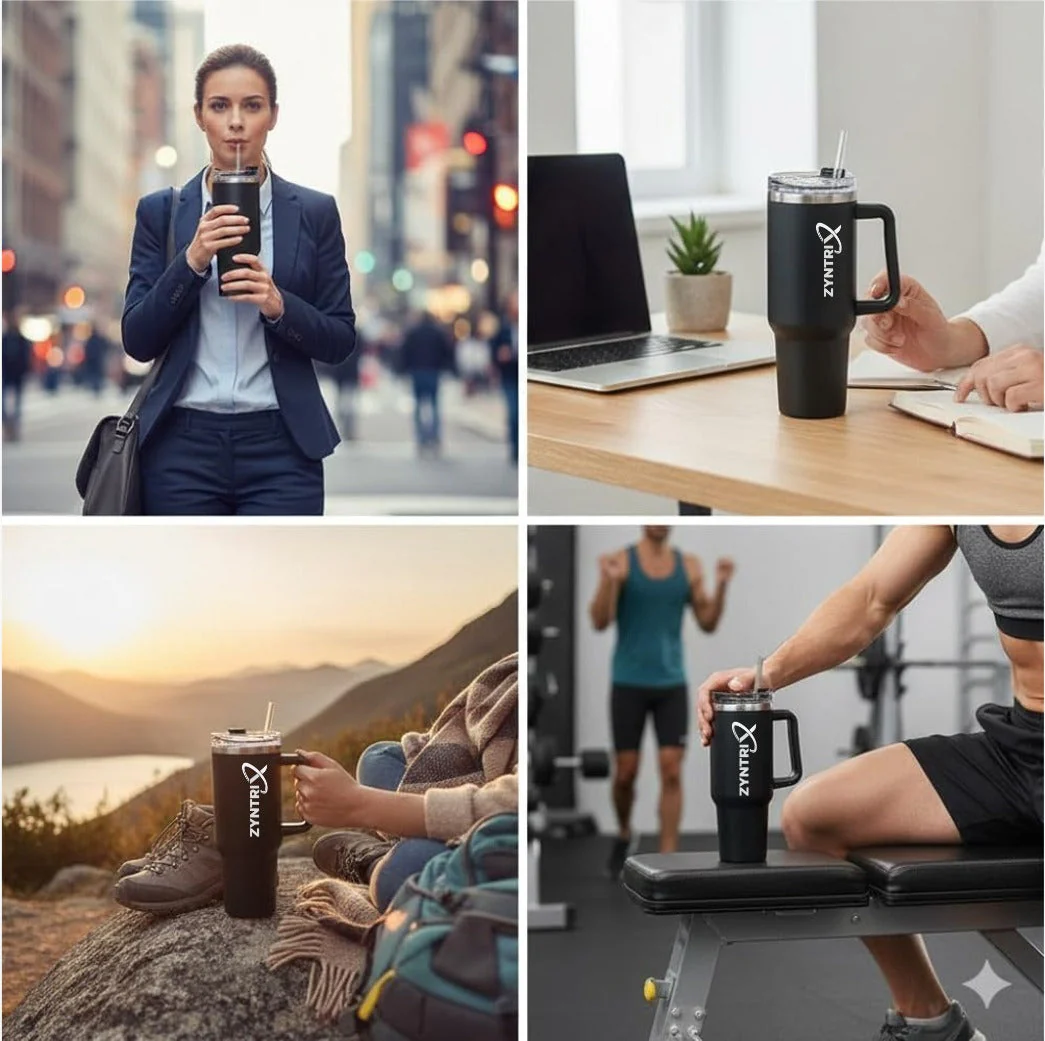 ZYNTRIX Premium Insulated Travel Mug with Handle - Image 3